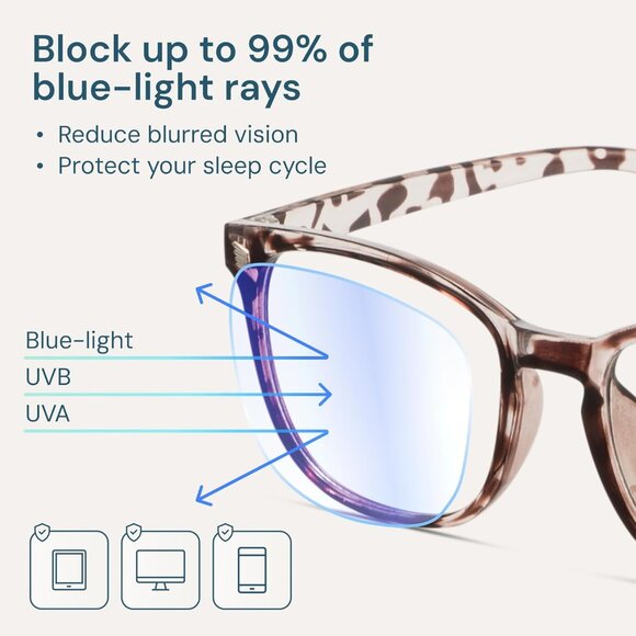 ⚡Men Black & Leopard Blue Light Blocking Anti UV Ray Computer Gaming Glasses - Picture 3 of 7